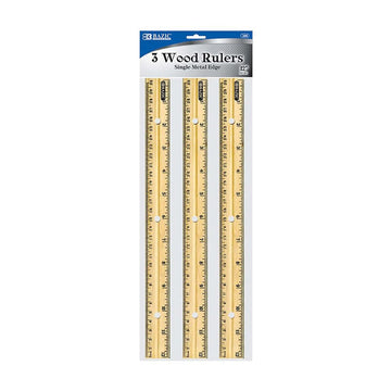 Bazic Wooden Ruler - 3 Pack
